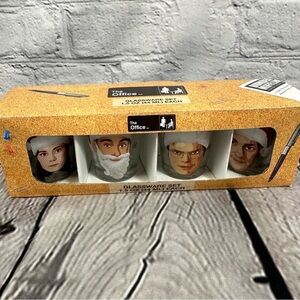 The Office Set of 4 Christmas Shot Glasses 1.5 oz Cast with Santa Hat New In Box